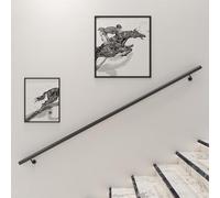 Corrimano per Scale a Parete, Asta di Supporto di Sicurezza per Ringhiera per Scale in Ferro Battuto Nero per Casa Giardino Corridoio Loft Asilo Guardrail Decking Ringhiere(450cm)