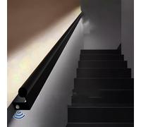 Corrimano per scale con luce a LED con sensore di movimento, kit di ringhiere per tubi in alluminio a parete, soluzione di illuminazione cablata da 4,9 m per sicurezza e sicurezza
