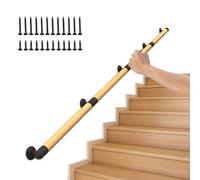 Corrimano per scale da 1FT~20FT con staffa in ferro nero, corrimano per scale esterne per corridoi soppalchi ringhiere barra di sostegno per interni - Legno massello(360cm)