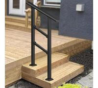 Corrimano per scale esterne, corrimano regolabile per veranda, corrimano di transizione in acciaio zincato a doppio palo per scale in cemento cemento (A, 60 cm / 24 pollici)