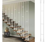Corrimano per scale in acciaio inossidabile con colonne quadrate 1,9 m ringhiera in metallo per scale e balconi, decorazione elegante per la casa, durevole e sicuro, A01 H190 cm