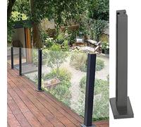 Corrimano per scale in acciaio inossidabile, sistema di ringhiera per ringhiere nere antiruggine, per pannelli di vetro spessi 10-12 mm, balaustra intermedia, colonna in metallo da 140 cm