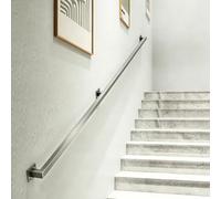 Corrimano per scale in acciaio inossidabile spazzolato argento ringhiera con tubi quadrati per soppalchi/asili/corridoi/terrazze, maniglione da parete antiscivolo di sicurezza(3.5m)
