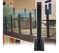 Corrimano per scale in acciaio inox nero, 85,1 cm, sistema di balaustra in vetro per esterni/interni, con raccordi, palo resistente e morsetto per ponti e scale