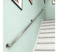 Corrimano per scale in argento | Maniglione da parete da 30 a 600 cm con staffe | Asta di sostegno antiscivolo per corrimano a tubo quadrato per soppalchi verande garage terrazze(2.1m)