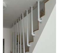 Corrimano per Scale in Ferro zincato Bianco da 30-150 cm, ringhiere per Anziani con Montaggio a Parete, balaustra a L per Scale, ringhiere per Solai, Kit Barra di Sostegno (30 cm)