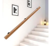 Corrimano per Scale In Legno, Interna Ringhiere Per Scale, Antiscivolo Ringhiera da Parete Legno Massello, Parete Asta di Supporto con Passamano Kit, Con 2 Staffa Per Anziani (wood color, 80cm)
