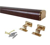Corrimano per scale in legno sagomato, colore noce scuro, Kit compreso di supporto e terminale ottonato, varie misure (Noce scuro 2mt)