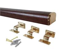 Corrimano per scale in legno sagomato, colore noce scuro, Kit compreso di supporto e terminale ottonato, varie misure (Noce scuro 3mt)