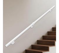 Corrimano per scale in metallo con staffe, corrimano in tubo tondo per scale interne e gradini esterni, ringhiera per scala bianca con montaggio a parete 1ft 3ft 5ft 7ft 10ft 15ft 20ft(500cm)