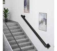 Corrimano per scale interne, kit di supporto per corrimano per ringhiera per scale da 30cm-600cm, balaustra a parete per corrimano in ferro battuto per gradini interni ed esterni(Nero,270cm)