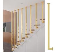 Corrimano per scale interne, pavimento d'oro a soffitto ringhiera per scale interne, moderno a forma di L ringhiera robusta tubo quadrato in ferro battuto ringhiera per loft, ville, giardino(3.1 FT/95