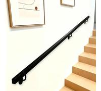 Corrimano per scale moderne da 1piede - 20piedi corrimano neri｜kit completo | Ringhiera per scale in ferro battuto per maniglia di sicurezza per loft per interni ed esterni(120cm)