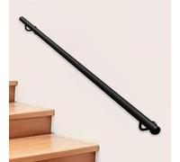 Corrimano per Scale Moderne per Pareti, Kit di Supporto per Ringhiere per Scale in Ferro Battuto in Metallo da 1m 1,5m 2m 2,5m 3m, Ringhiera per Scala in Tubo Tondo Nero per Corridoi(200cm)