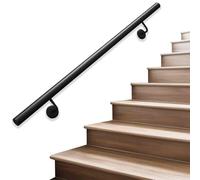 Corrimano per scale moderne per scale interne, barra di sostegno per parete in ferro industriale, kit di staffe per ringhiere per scale, balaustra in ferro battuto in metallo nero opaco(420cm)