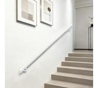 Corrimano per scale montato a parete｜Kit moderno per ringhiera da 1m 2m 3m 4m 5m 6m con staffe in ferro battuto e viti metalliche｜Maniglione di supporto di sicurezza bianco(280cm)