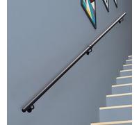 Corrimano per scale nero di sicurezza per scale da 1piede a 20piedi per gradini esterni o ringhiere interne, barra di sostegno di sicurezza in metallo con tubo tondo(500cm)