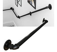 Corrimano per Scale Nero Interne Esterni Antiscivolo Corrimano in Ferro per Corridoio,Passaggio Sicurezza Ringhiera Passamano, Supporto a Parete,Per Anziani,Bambini (50CM)