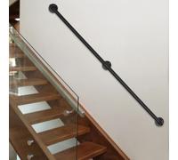 Corrimano per scale nero Kit di supporto per ringhiera con barra di sostegno per montaggio a parete da 1,53 m Corrimano per scale Balaustre per carichi pesanti per interni ed esterni