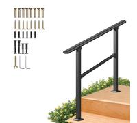 Corrimano per scale per esterni | Corrimano regolabile in acciaio galvanizzato adatto per 1-2 gradini con kit di installazione | Corrimano per veranda antiscivolo e sicuro (A,120 cm/47 pollici)