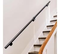 Corrimano per scale per pareti, 1m 1.5m 2m 2.5m 3m 4m Ringhiera per scale in metallo Barra di sostegno antiscivolo, Ringhiera per scale nera per corridoi, soppalchi, ville(450cm)