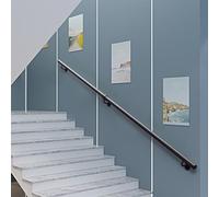 Corrimano per scale｜Ringhiera di supporto per tubi tondi in ferro battuto nero｜1m 1.5m 2m 3m 4m 5m 6m Moderna maniglia antiscivolo per gradini interni ed esterni(510cm)