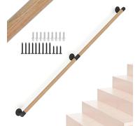 Corrimano per scale rotondo in legno da 6FT/180cm, corrimano per scale interne, corrimano per scale a montaggio a parete con supporto, corridoio antiscivolo, loft, guardrail, corrimano di sicurezza