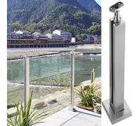 Corrimano quadrato in acciaio inossidabile con supporti per binari di base, set di pannelli in vetro, design moderno e durevole, per piscina, terrazza, terrazza e corridoio, sicurezza perfetta per