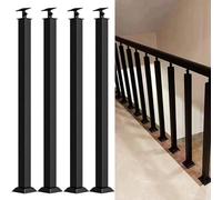Corrimano regolabile in metallo nero per scale Staffa a 270° con supporto a base piatta e kit di viti per la sicurezza delle scale interne ed esterne
