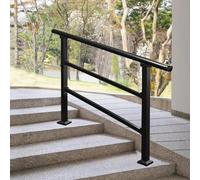 Corrimano regolabili da esterno per scale, ringhiera di transizione a 1-2 gradini, ringhiera per portico a pavimento, per gradini in cemento o legno, guardrail antiscivolo di sicurezza, nero (C, 60 cm