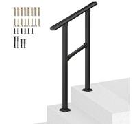 Corrimano resistente per gradini esterni, ringhiera di supporto manuale per anziani, guardrail regolabile in ferro zincato con kit di installazione, corrimano antiscivolo per portico (B, 120 cm)