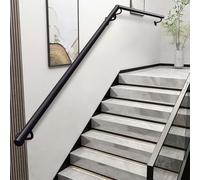 Corrimano rotondo nero per scale, ringhiera di sicurezza per interni ed esterni, supporto da parete in metallo disponibile in lunghezze da 1 m a 6 m, design resistente in ferro battuto per una presa