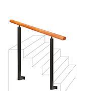 Corrimano Scala Ringhiera di Sicurezza Ringhiera per Scale Interne/Gradini in Cemento Balaustra in Legno+Palo in Ferro e Metallo Nero, Montaggio Laterale Corridoio Loft Balcone Ringhiere per Terrazze