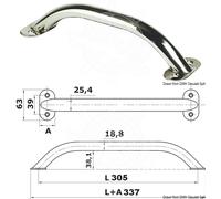 CORRIMANO TIENTIBENE MANIGLIA INOX 337mm ACCIAIO INOX AISI316 BARCA VELA NATANTE