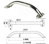 CORRIMANO TIENTIBENE MANIGLIA INOX 632mm ACCIAIO INOX AISI316 BARCA VELA NATANTE