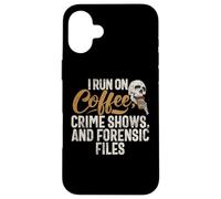 Corro in spettacoli Coffee Crime e file forensi True Crime Custodia per iPhone 16 Plus