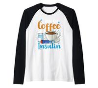 Corro su caffè e insulina Divertente Tipo 1 Consapevolezza del diabete Maglia con Maniche Raglan