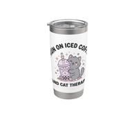 Corro su caffè freddo e terapia gatto, simpatico amante kawaii Bicchiere termico in acciaio inox doppia parete