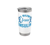 Corro su Gesù E Insulina Diabete Awareness Mese Tipo 1 Bicchiere termico in acciaio inox doppia parete