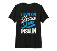 Corro su Gesù E Insulina Diabete Awareness Mese Tipo 1 Maglietta Premium