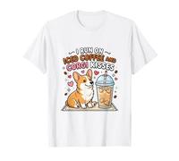 Corro sul caffè Freddo E Corgi Baci Cane Carino Maglietta