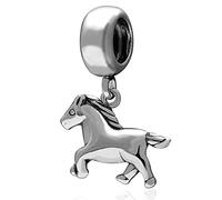 Corsa Bambino Cavallo Ciondolo Charms - Fit Pandora Animale Collana Braccialetto, 925 Argento Sterling Cinese Zodiaco Unicorno Ciondolo Perline, Regalo per la Sorella/Mamma