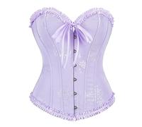 Corsage Shapewear - Corsetto da donna, per snellente, in pizzo, modellante, per allenare la vita, in pizzo, senza spalline, Lilla, S