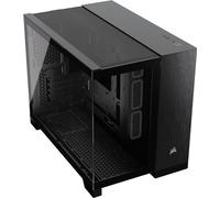 CORSAIR 2500X Small-Tower mATX Case per PC a Doppia Camera - Vetro Temperato Panoramico - Compatibile con Scheda Madre a Connessione Inversa - Nessuna Ventola Inclusa - Nero/Alluminio Ossidiana