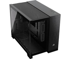 CORSAIR 2500X Small-Tower mATX Case per PC a Doppia Camera - Vetro Temperato Panoramico - Compatibile con Scheda Madre a Connessione Inversa - Nessuna Ventola Inclusa - Nero/Alluminio Ossidiana