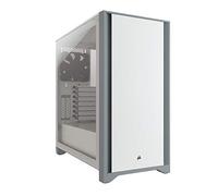 Corsair 4000D Case ATX Mid-Tower con Vetro Temperato, Pannello Anteriore in Puro Acciaio, Pannello Laterale in Vetro Temperato, Ampio Spazio Interno, Due 120 mm Ventole Incluse, Bianco