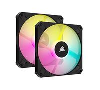 Corsair AF120 RGB SLIM, Kit Ventola 120 mm PWM con Cuscinetti Fluidodinamici - Profilo Sottile per Custodie Piccole - 8 LED RGB Indirizzabili - Doppio Pacchetto con Lighting Node CORE - Nero