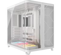 CORSAIR AIR 5400 LX-R RGB iCUE LINK Case per PC Panoramico Mid-Tower a Tre Camere - 3 Ventole LX-R RGB a Rotore Inverso Preinstallate, Condotti a Basso Rumore e Ad Alto Flusso D'aria - Bianco