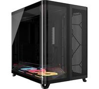 CORSAIR AIR 5400 LX-R RGB iCUE LINK Case per PC panoramico Mid-Tower a tre camere - 3x ventole LX-R RGB a rotore inverso preinstallate, condotti a basso rumore e ad alto flusso d'aria - Nero