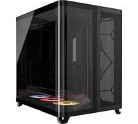 CORSAIR AIR 5400 LX-R RGB iCUE LINK Case per PC panoramico Mid-Tower a tre camere - 3x ventole LX-R RGB a rotore inverso preinstallate, condotti a basso rumore e ad alto flusso d'aria - Nero